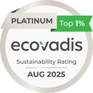 logo évaluation ecovadis de la société MisterBean avec résultat médaille de platine top 1%