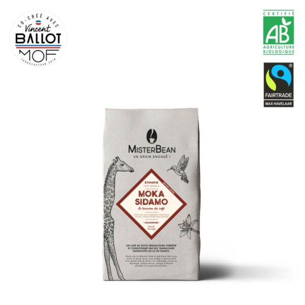 Café en grain BIO et équitable MAX HAVELAAR 500g - MisterBean - Moka Sidamo d'Ethiopie - 100% arabica