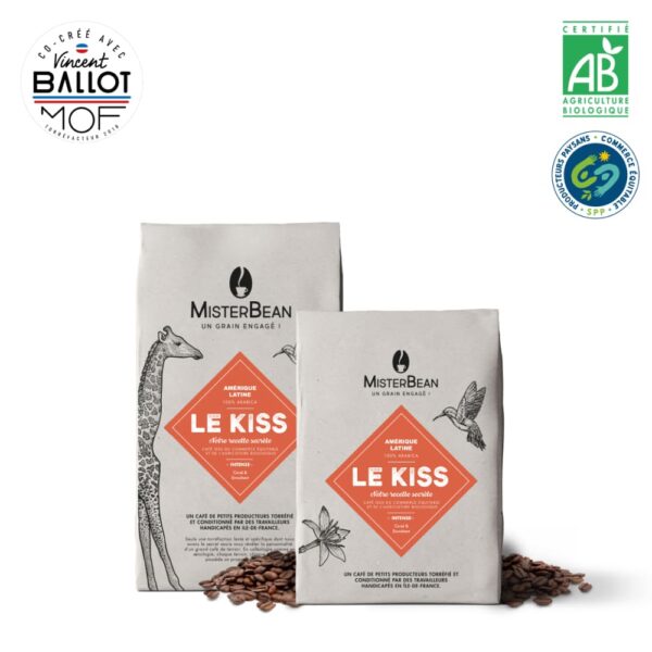 Café en grain BIO et équitable SPP 500g et 250g - MisterBean - Le Kiss d'Amérique Latine - 100% arabica