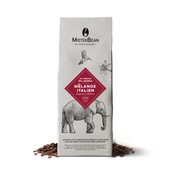 mélange italien café en grain misterbean paquet 1kg