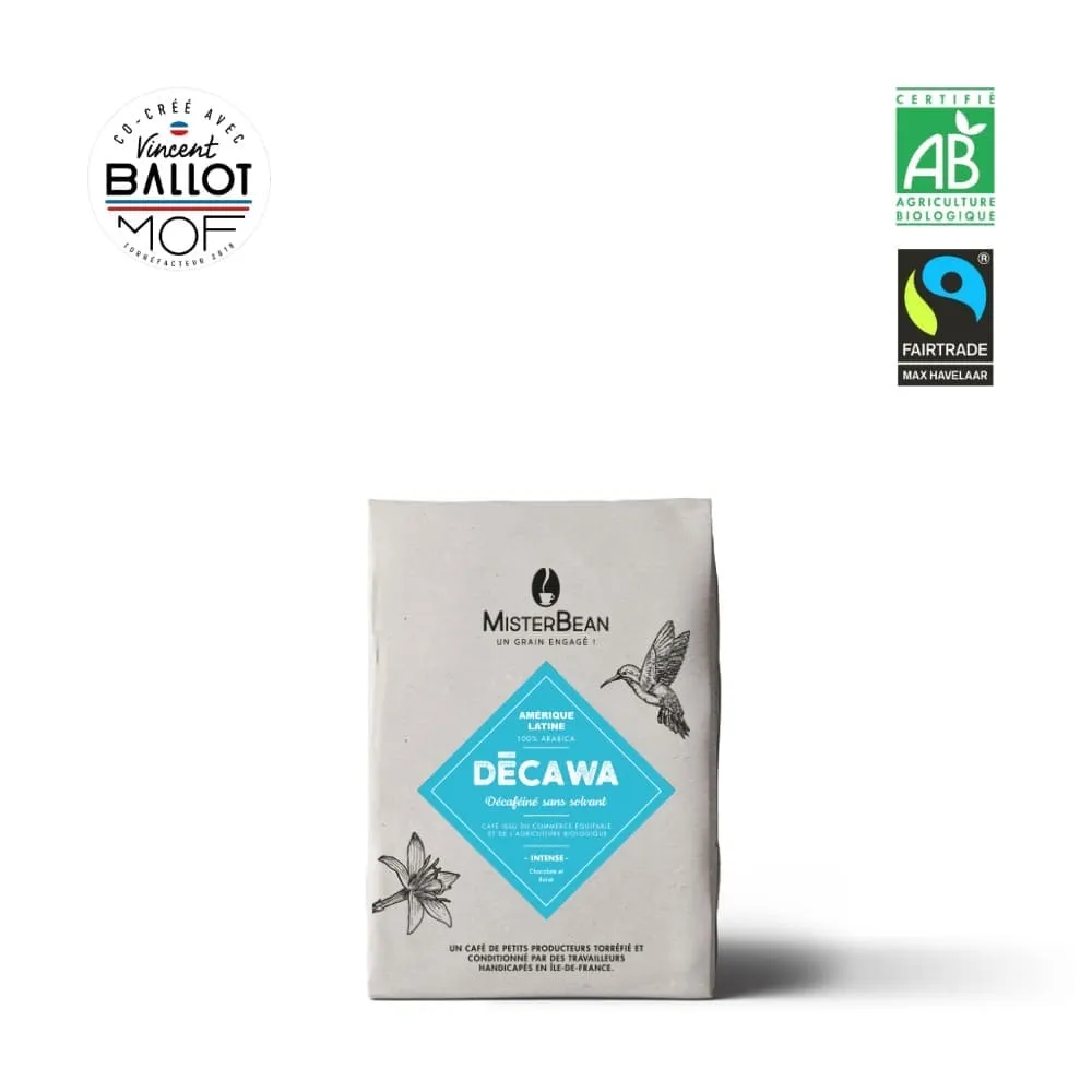 Décawa - AMÉRIQUE LATINE - Café en grain décaféiné - BIO et Équitable (250g)