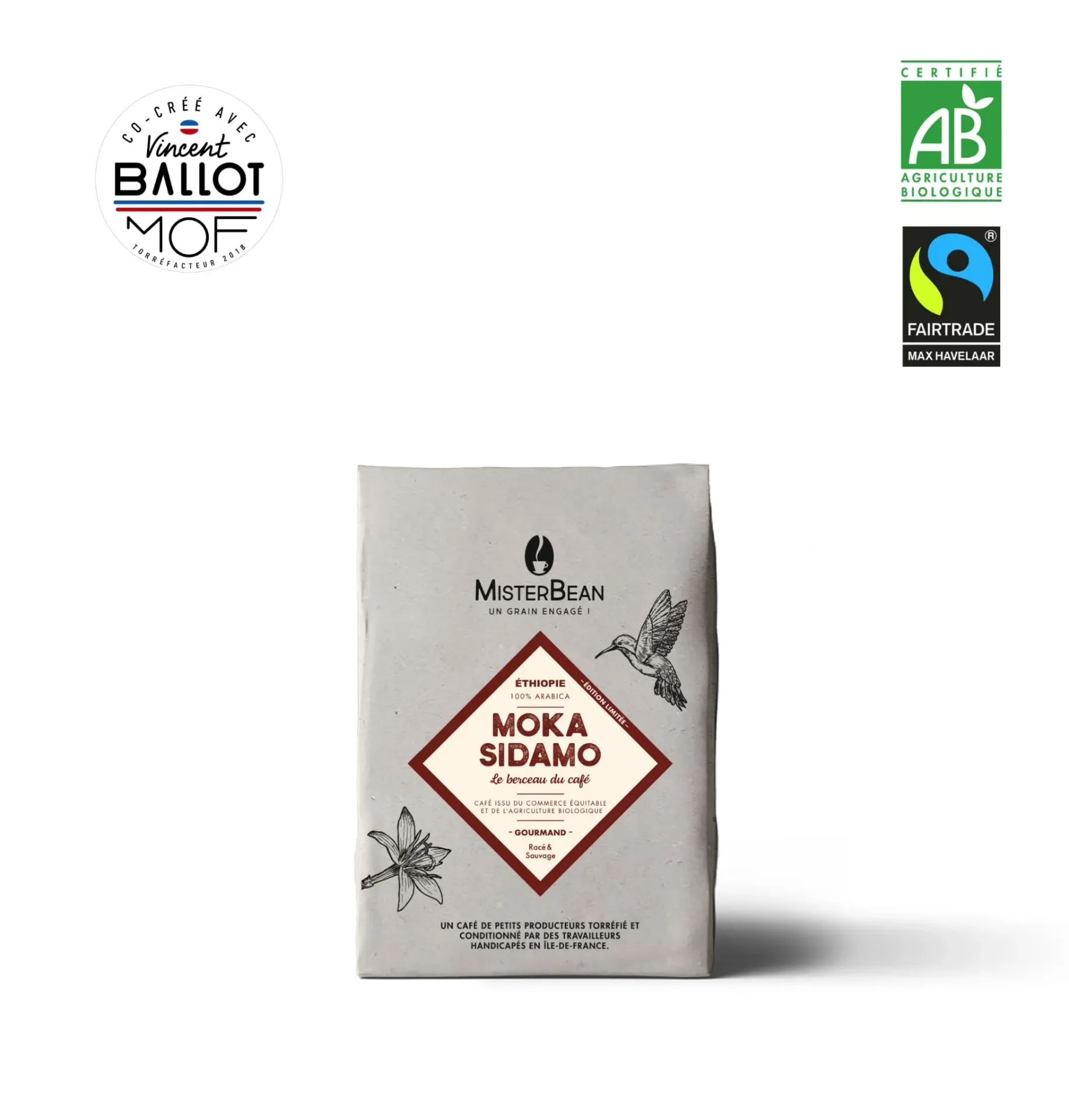 Moka Sidamo - ÉTHIOPIE - Café en grain - BIO et Équitable (250g)
