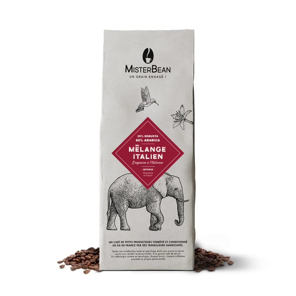 Mélange Italien BRESIL/INDE - Café en grain (1kg)